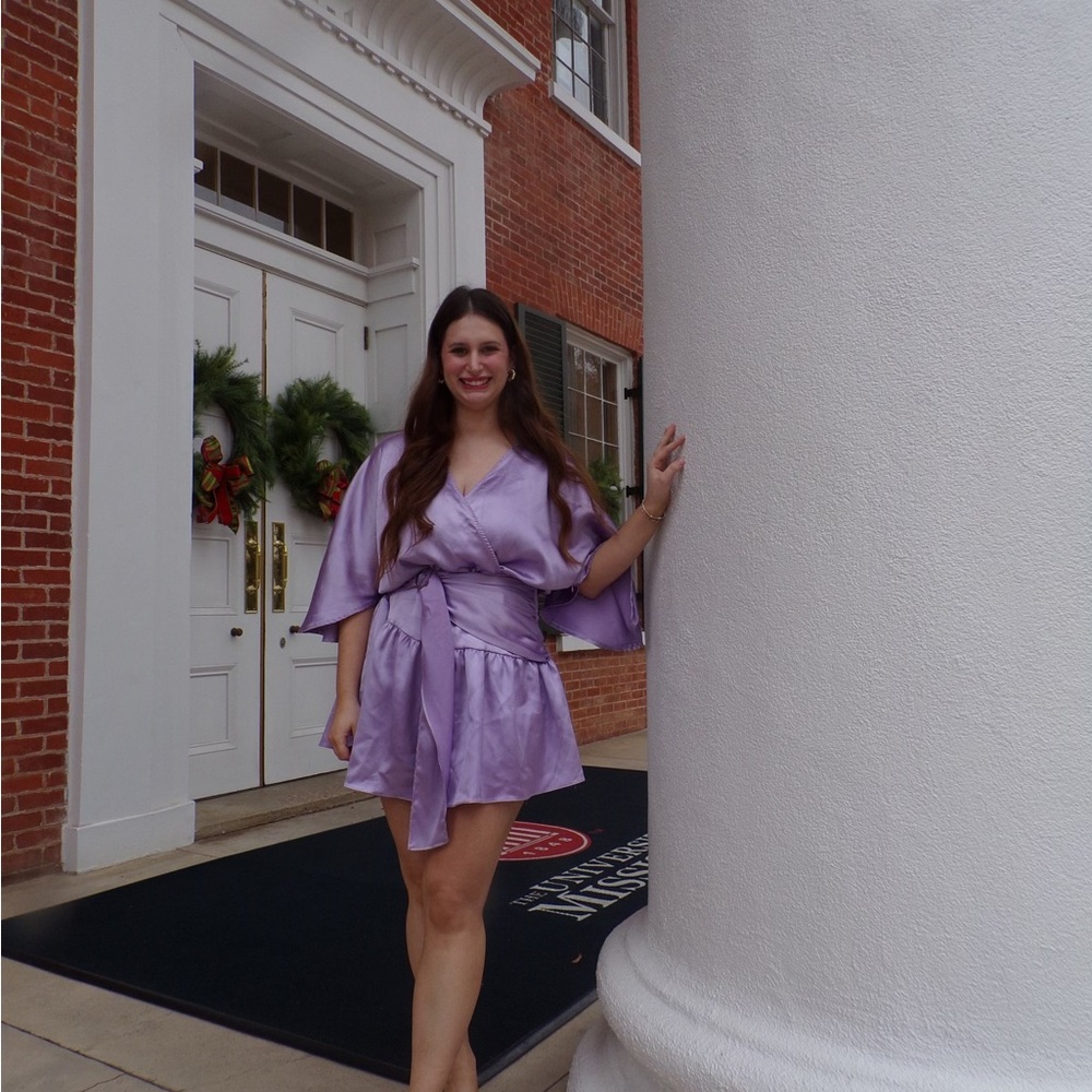 She + Sky Lavender Wrap Dress